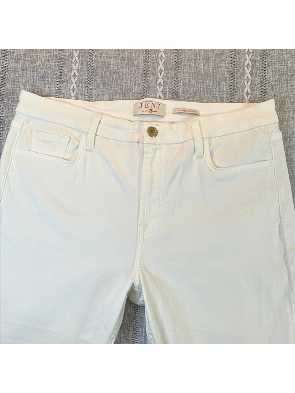 Jen7 White Cropped Skinny Jeans